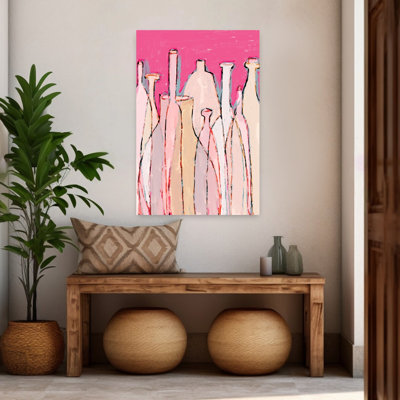 Bottle Silhouettes Abstract Colorful Contemporary Wall Art Print 1 Piece Wrapped Canvas Wall Art