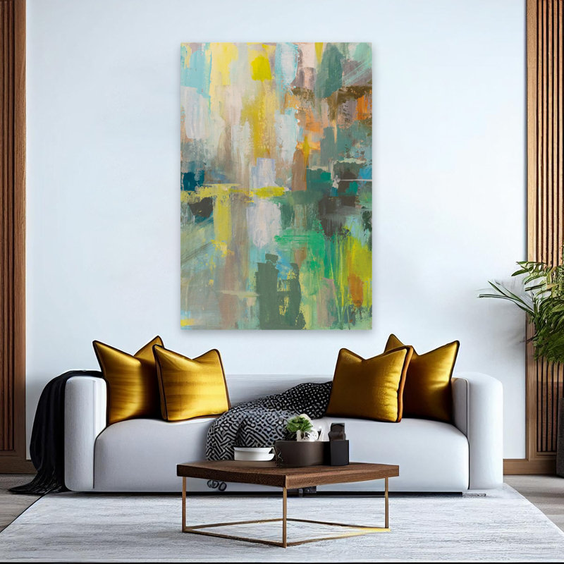 Art abstrait et reflet turquoise II, H 60 po x l 40 po