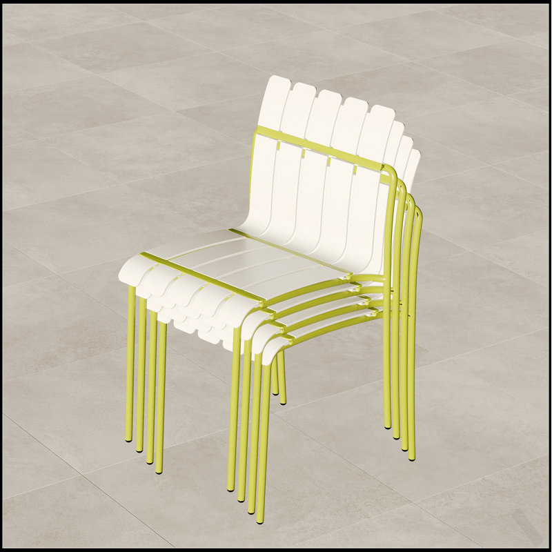 Holiday - Paquet de 4 chaises à blocs de couleur à rayures modernes avec siège en PP imperméable et pieds en métal robustes pour une utilisation intérieure / extérieure