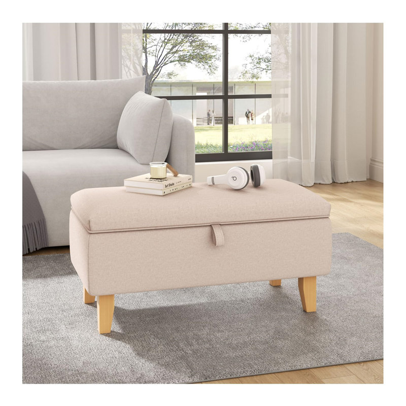 Gustafson Linen Storage Bench, Beige