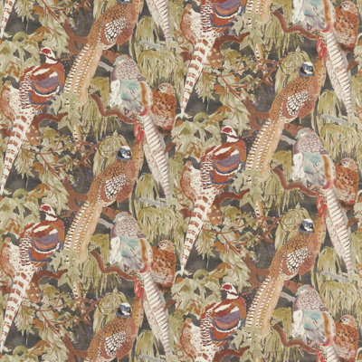 Modern Country I Game Birds 100% Linen Performance Fabric