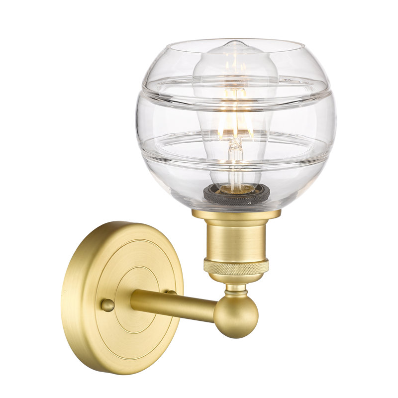 Bienes Steel Armed Sconce, Satin Gold, Clear, 10.13" H x 5.88" W x 7.44" D