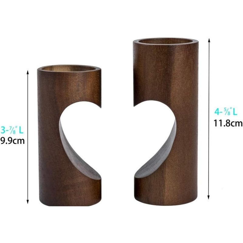 Ensemble de porte-bougie en bois en forme de cœur