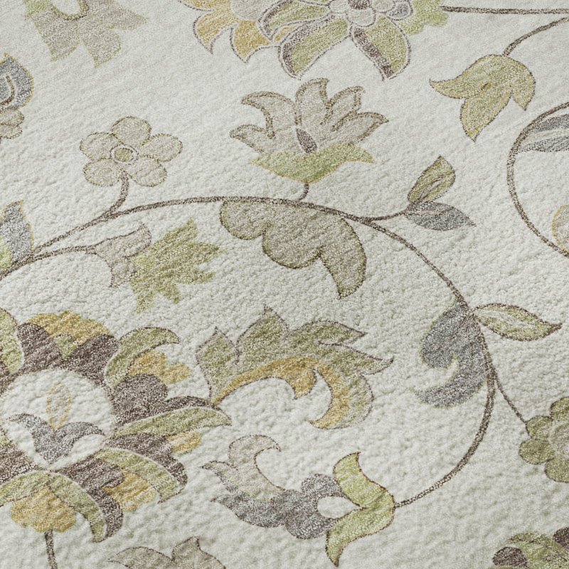 Premium Machine Washable Goulven AMF1006 Floral Rug, Rectangle 8' x 10'