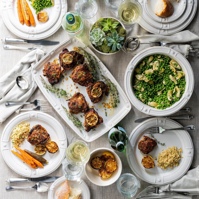 White Ceramic Embossed Cottagecore Salad Plate Set