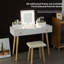 Bureau et miroir de coiffeuse doré et blanc avec DEL - 3 modes, tiroirs et armoire de rangement, pour la salle de bain de la chambre à coucher, stable, excellent maquillage éclairé or + blanc, miroir modes, armoire, organisateur des essentiels de beauté,
