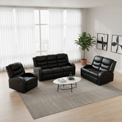Fauteuil inclinable surdimensionné en similicuir noir - Fauteuil de salon moderne et confortable pour le salon / bureau / cinéma maison / petit espace