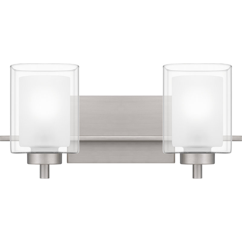 Kolt Brushed Nickel 2-Light Dimmable Vanity Light with Frosted Glass Shades