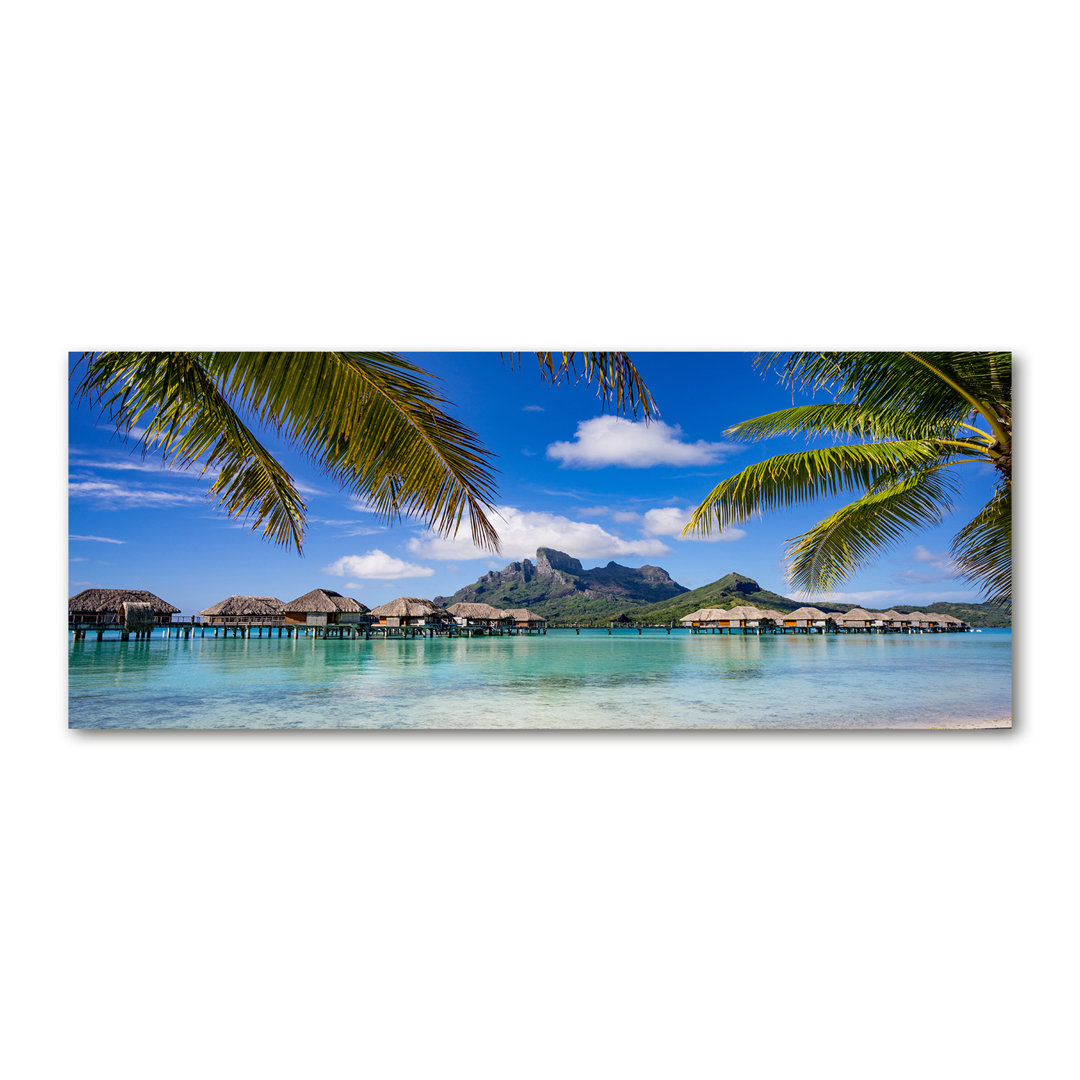 Leinwanddruck - Wandkunst - Drucke auf Leinwand - 125X50 Bildmotiv: Palmen auf Leinwand Bora Bora