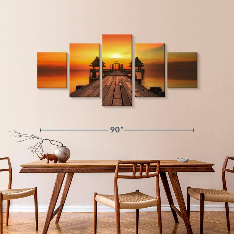 Quai au coucher du soleil, H 42 po x l 92 po