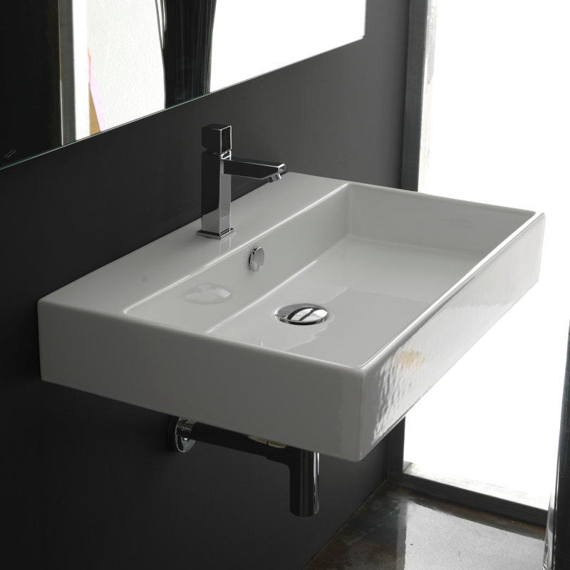 Unlimited 23.6'' L Bathroom Sink, Single Hole, Glossy White