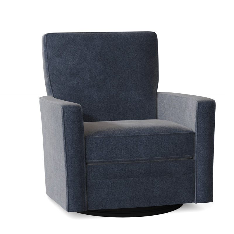 Fauteuil d'appoint pivotant rembourré, Non, Velours performance bleu marine Tweetie 22