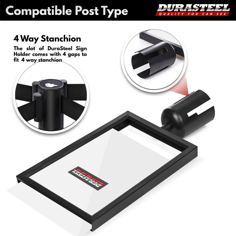 Black Double Sided Pedestal Stanchion Sign Holder with Plexiglass Cover