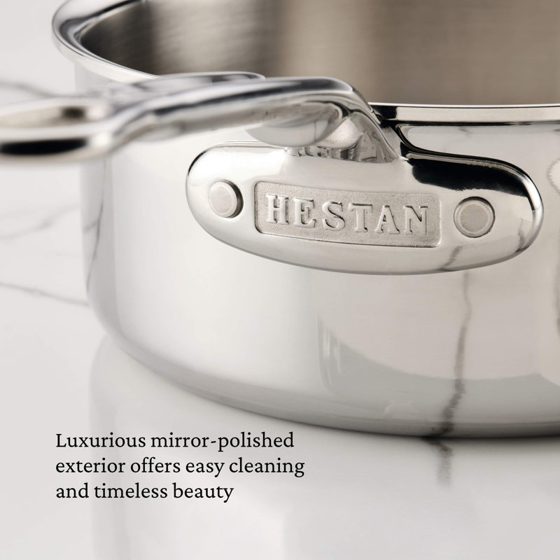 "V1: Probond® Luxe 5-Piece Professional Clad Stainless Steel Skillet Set 5-Piece Set  (8.5”Skillet, 3Qt Saucepans, And 3.5Qt Sauté)"