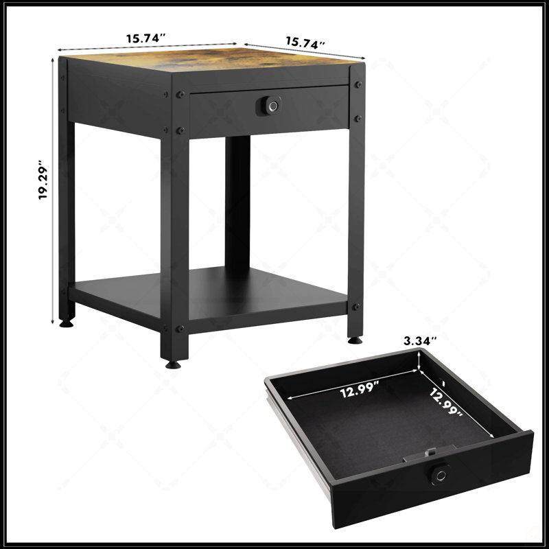 Table basse carrée à double couche, Bois
