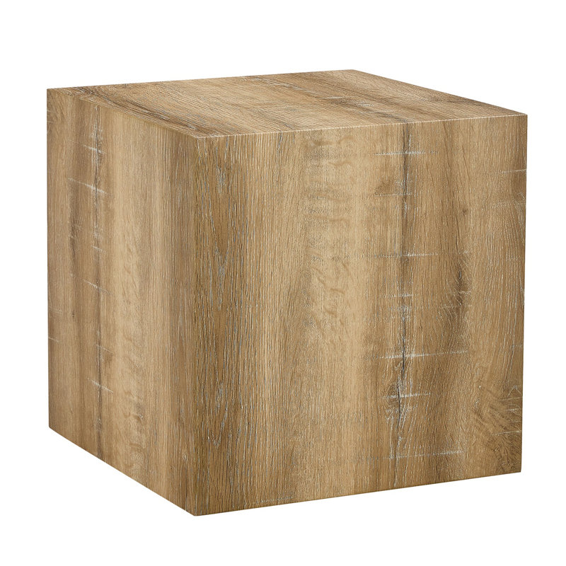 End Table, Modern Small Coffee Table, Rectangular Shape Side Table, Accent Table, 15.7" H x 15.7" L x 15.7" W, Light Brown