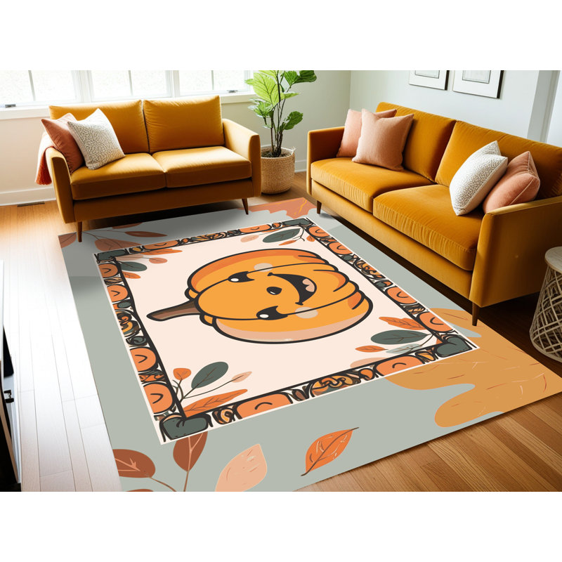 The Holiday Aisle® Washable Halloween Fall Season Holiday Rug, Rectangle 3' x 5'