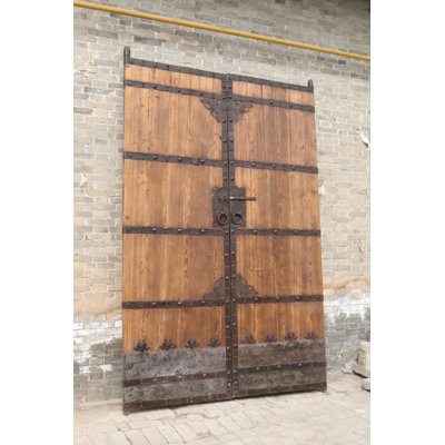 Portes de patio rétro pliantes en bois teinté chinois