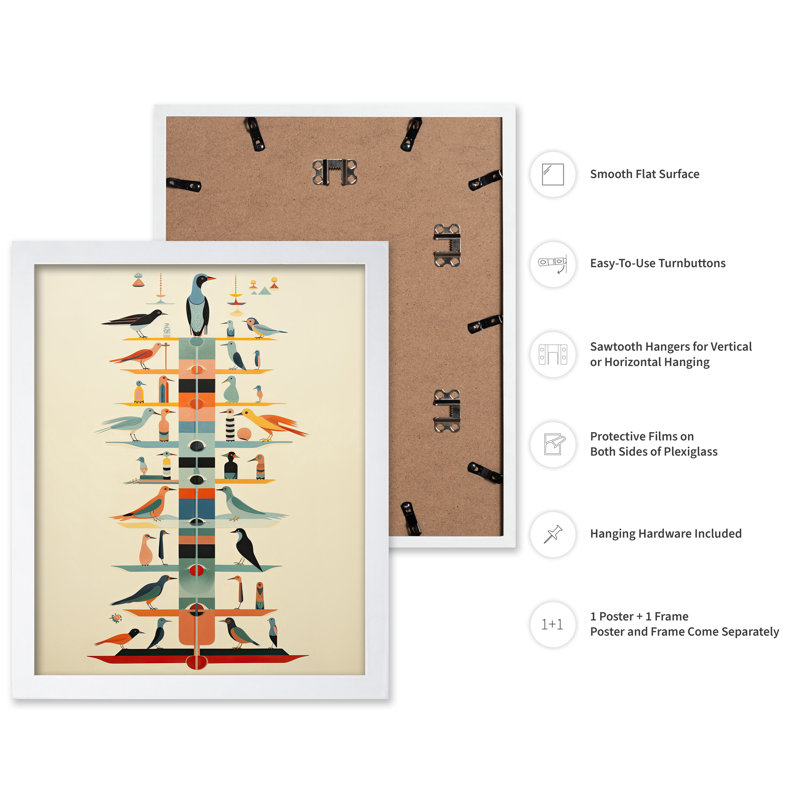 Tour des oiseaux, Poster, 18"H x 24"W, White Framed
