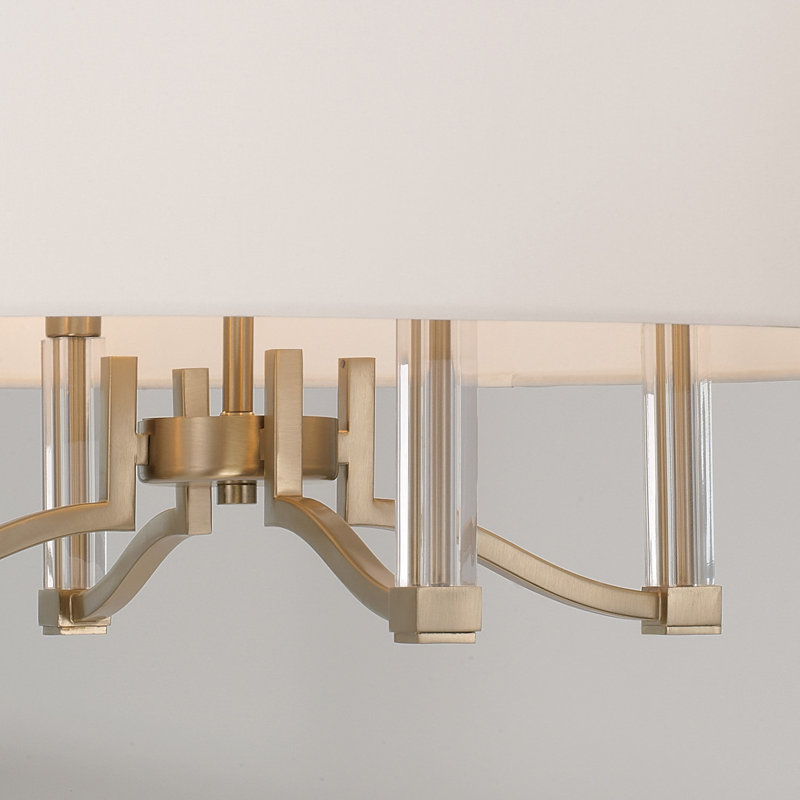 Matte Brass Drum Pendant with White Fabric Shade