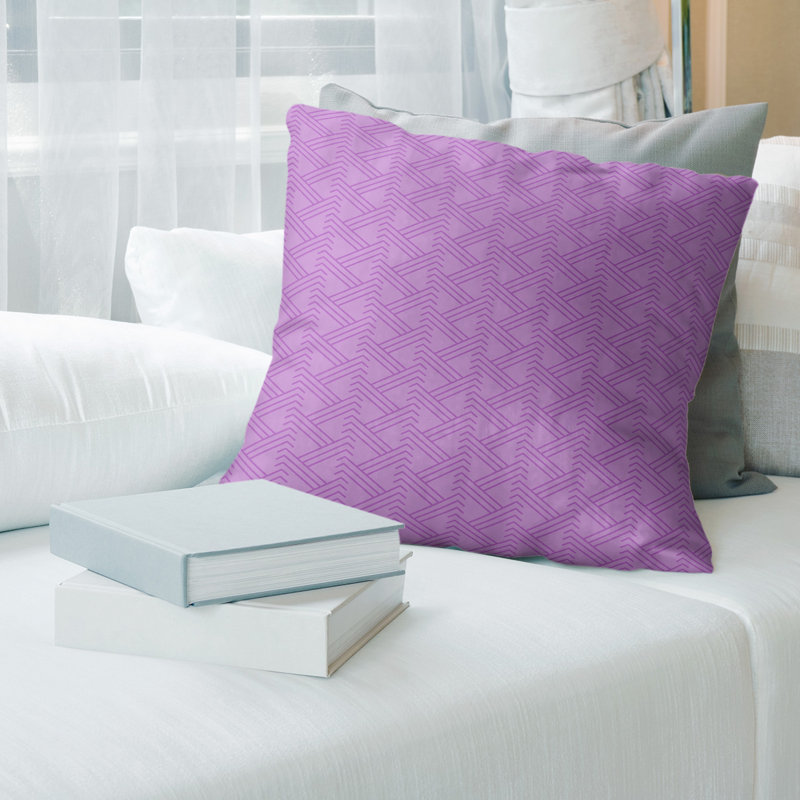 Housse Coussin décoratif motif Zig Zag, 16 po x 16 po, Violet frais, Faux lin