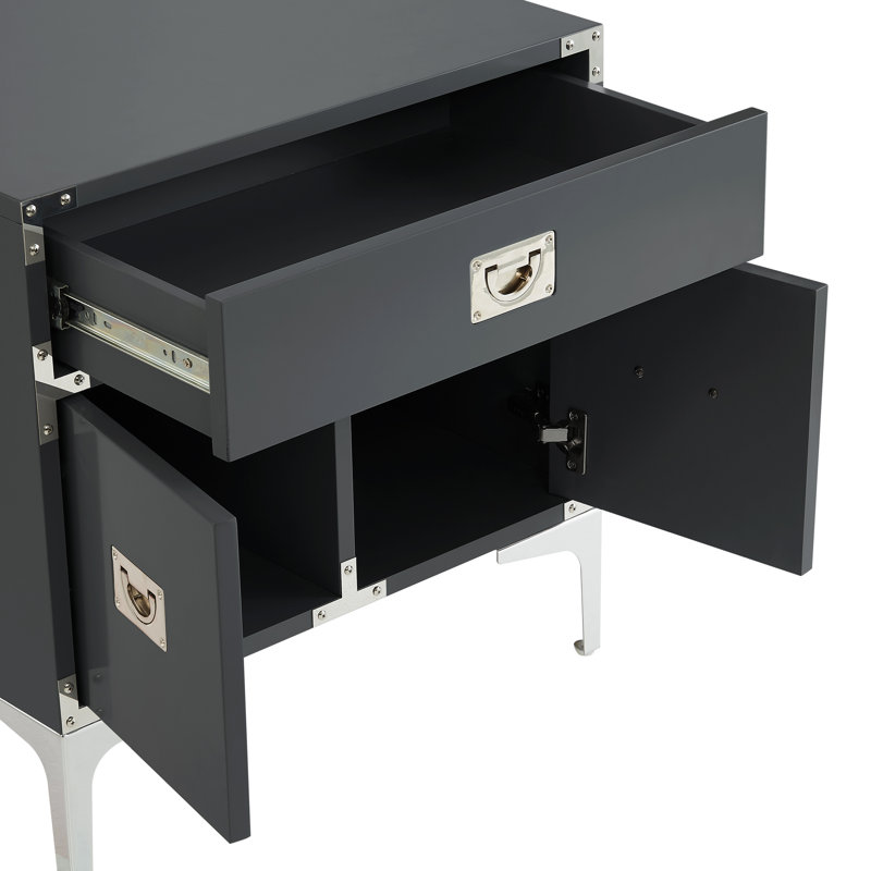 Table d'appoint / table d'appoint / table de chevet en métal laqué, Gris foncé