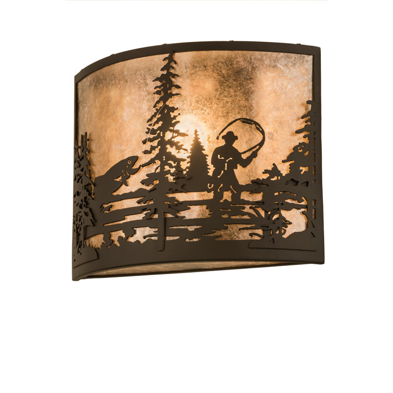 Fly Fishing Creek 2-Light Flush Mount, Brown, 1