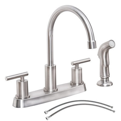 Robinet de cuisine rétractable à poignée double avec accessoires