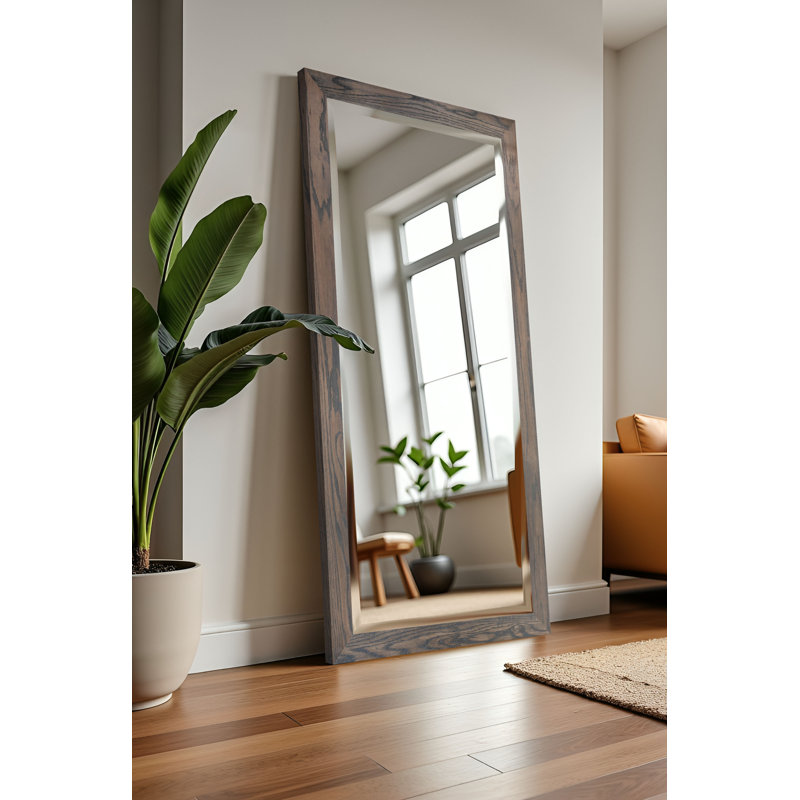 Ozark Hardwood Beveled Mirror, Carbon Grey