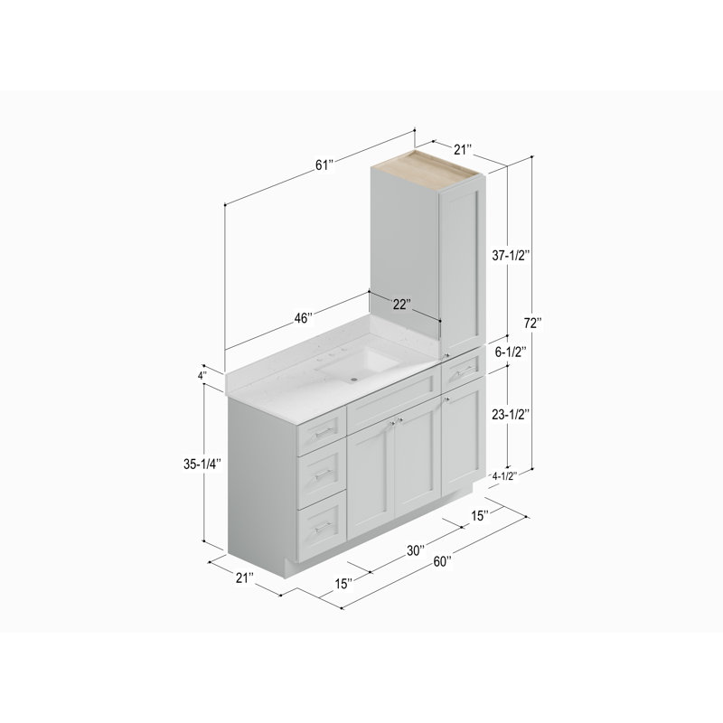 Ensemble de meuble-lavabo simple 60 po Disar, Gris
