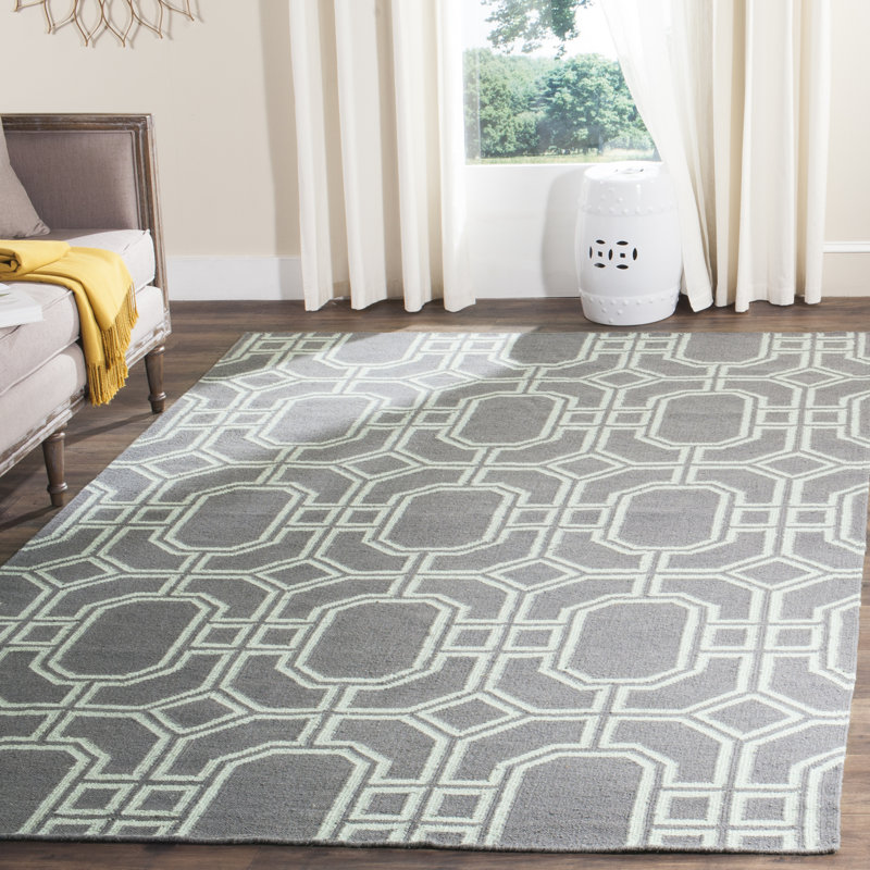 Normal Geometric Wool Hand Woven Area Rug, Rectangle 152 x 244 cm