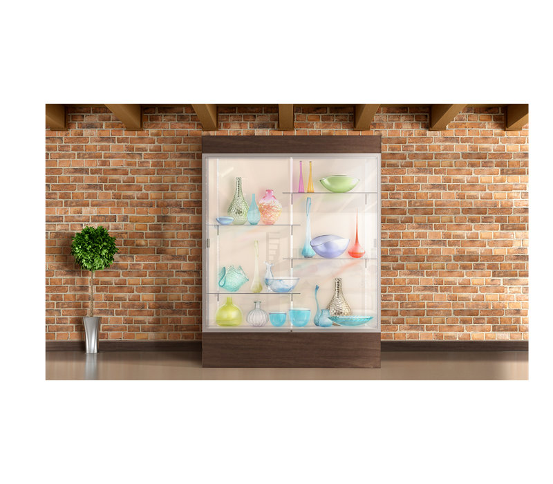 Vitrine de plancher en vinyle Reliant Series, Bronze foncé, Noyer, Stratifié