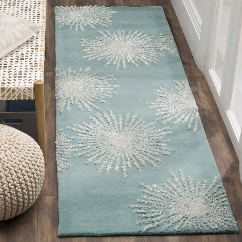 Amier Hand Tufted Wool And Viscose Abstract Rug, Runner 2'6" x 8'