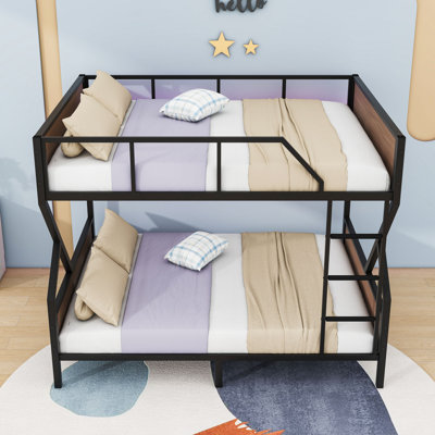Lit superposé en métal avec éclairage à DEL et tablettes de rangement