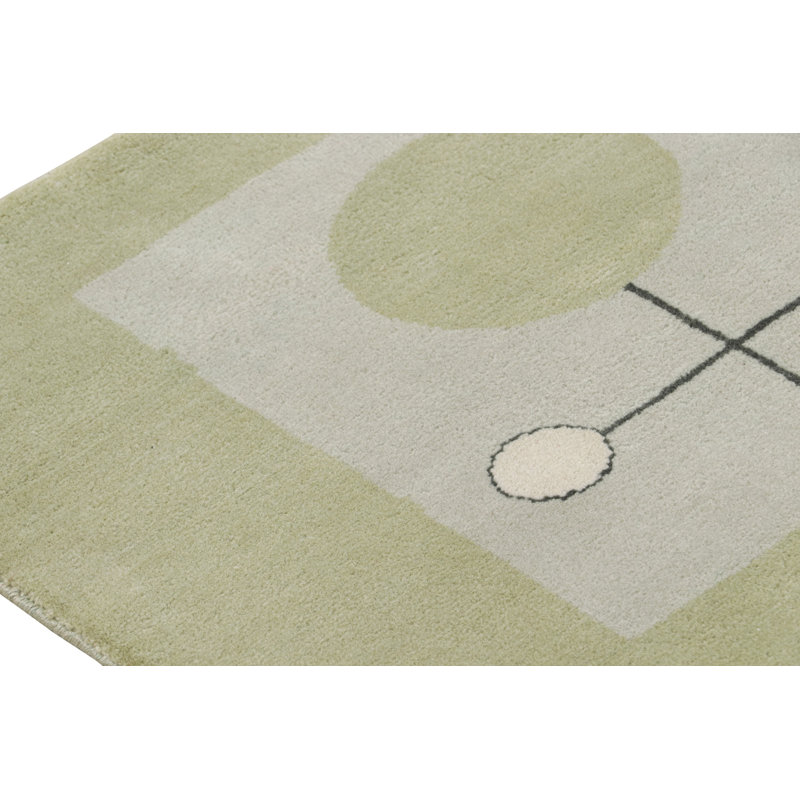 Mid Century Modern Hand Knotted Wool Geometric Area Rug, Runner 2'6" x 10'