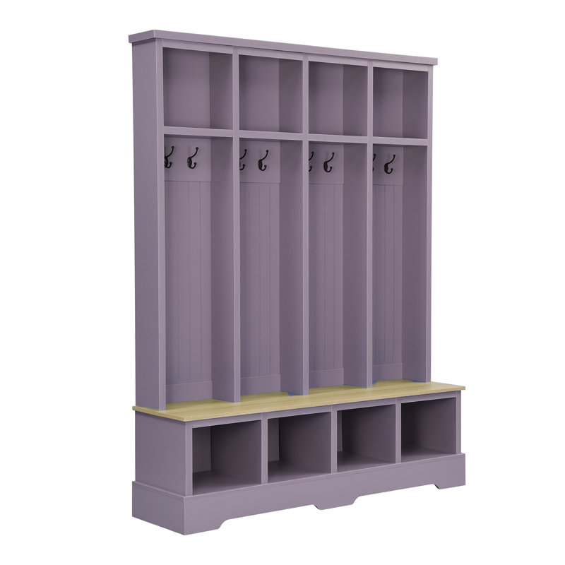 Hall Tree 59'' Wide With Bench And Shoe Storage, Gray