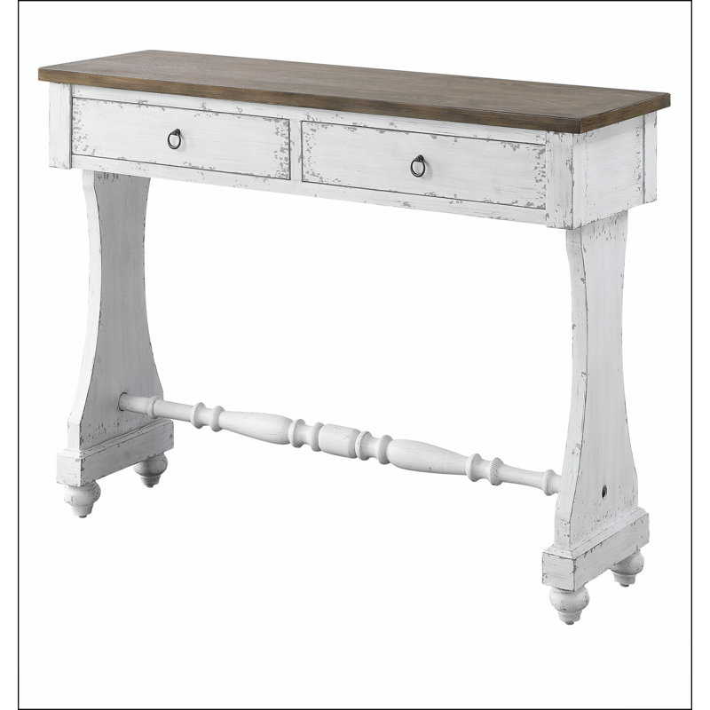 Console à 2 tiroirs blanc antique