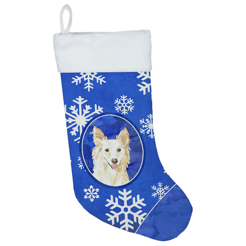 Chaussette de noël winter flocons de noël, Collie blanc