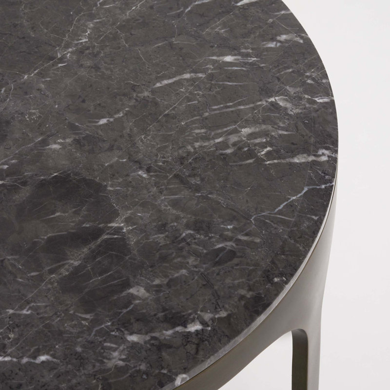 Camilla Marble End Table, Matte Black, Terra Brown, 22" H x 20" W x 20" D