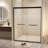44-48" W × 72" H Tempered Glass With Explosion Proof Film, Aluminum Frame Double Sliding Shower Door, "1/4 (6 Mm), Stainless Steel Handle-123404471