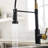 Black And Gold Kitchen Faucet With Pull Down - Surface, Precise Water Temperature Adjustment In Beige Brass Construction, Easy Control-1708922883