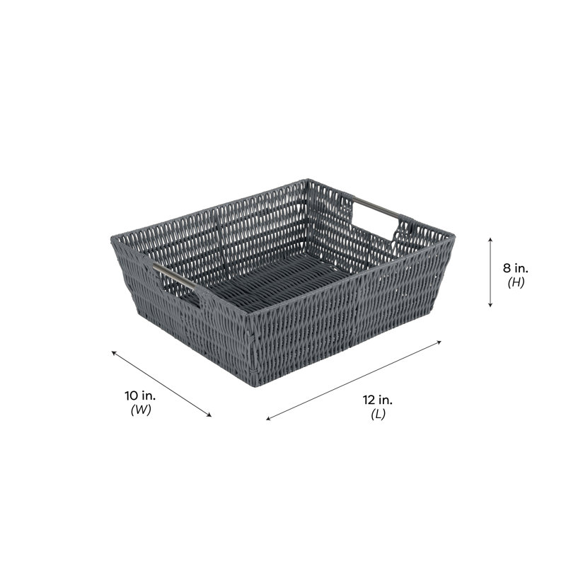 Simplify Plastic Box, Gray, 5" H x 13" W x 15" D