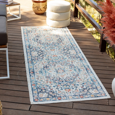 Ashraf Traditional Boho Dark Blue Area Rug