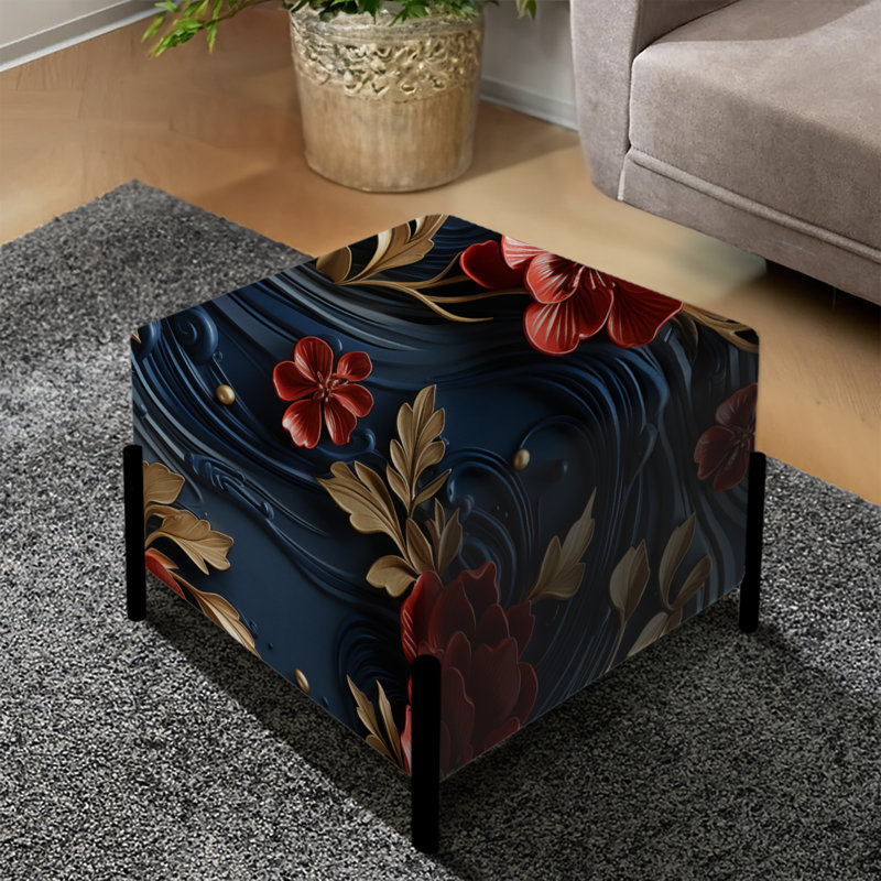 Laque artistique - Repose-pieds carré chinois