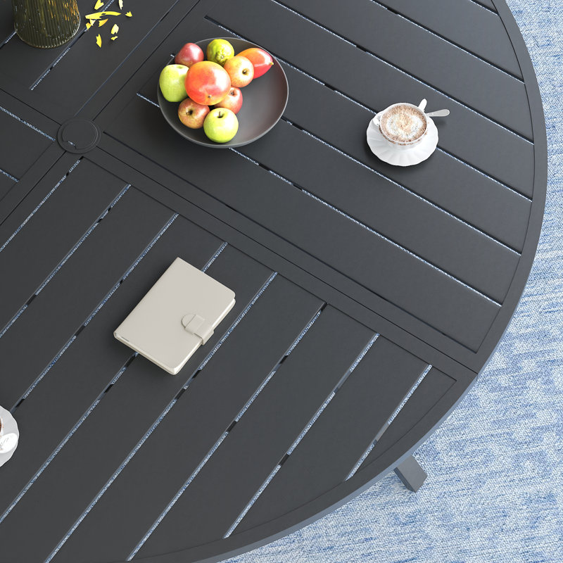 Ensemble de salle à manger d'extérieur 9 pièces pour terrasse avec fauteuil pivotant 9 pièces, Noir / Bleu