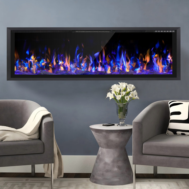 Recessed And Wall Mounted Electric Fireplace, 18.11" H x 68" W x 4.49" D