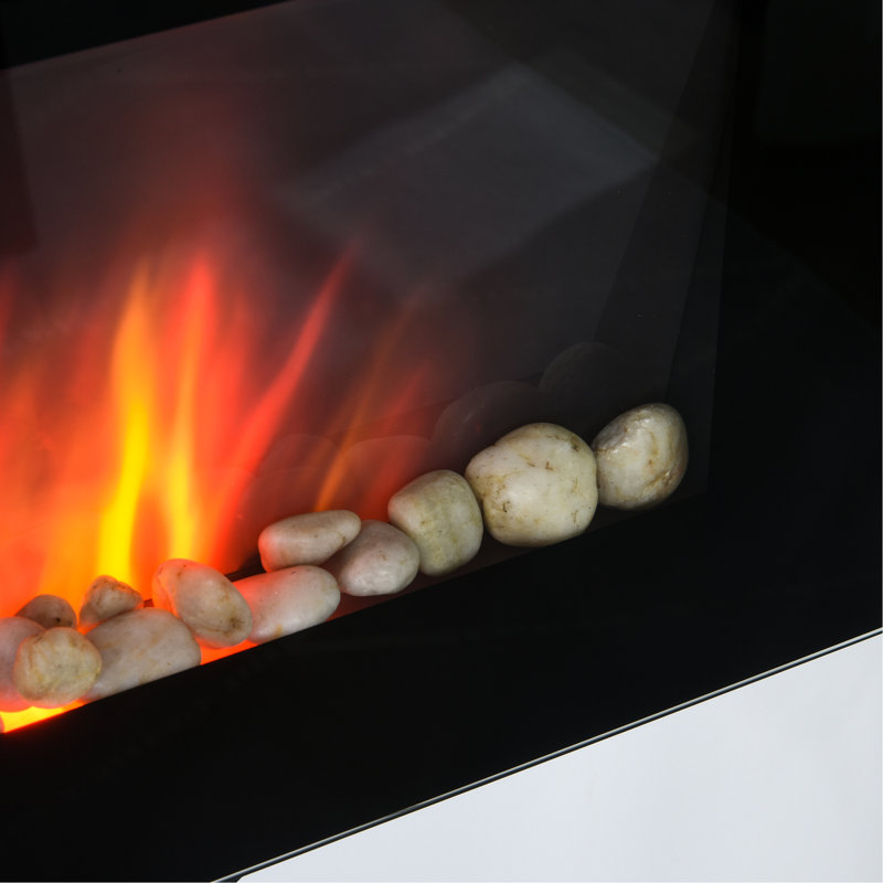 28.5" Electric Wall Mounted Fireplace, 1500W, Black, Flame Effect, 7 Color Background 1500W 28.5", , Turkish Style