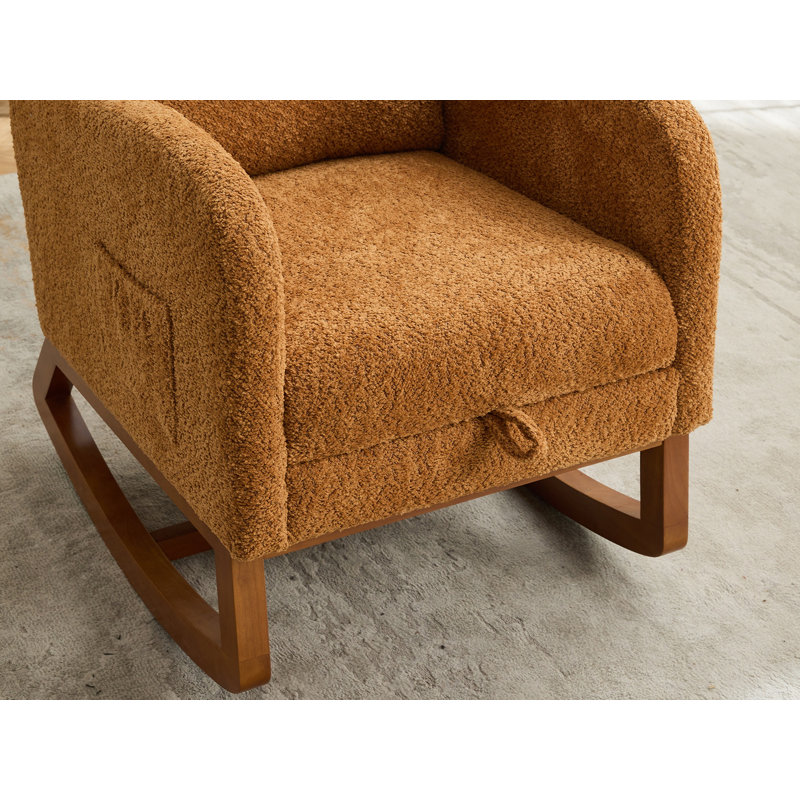 Chaise berçante rembourrée avec repose-pieds rétractable, Caramel