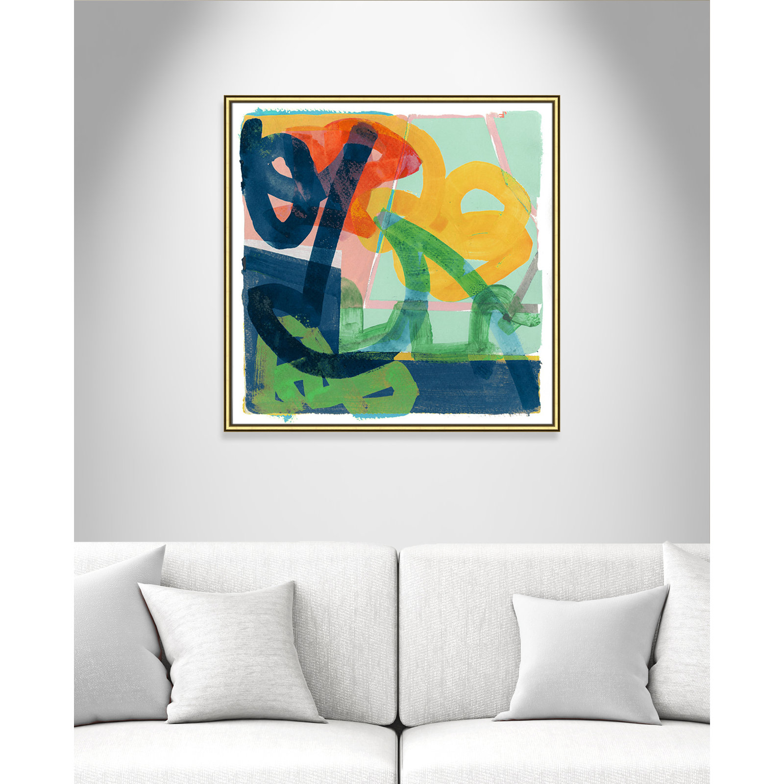 Link by Cartissi - Picture Frame Painting, 33.25" H x 33.25" W x 0.88" D, Gold Framed
