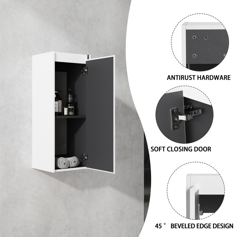 Armoire murale de salle de bain 12 "avec portes à fermeture en douceur, conception murale flottante | Idée cadeau